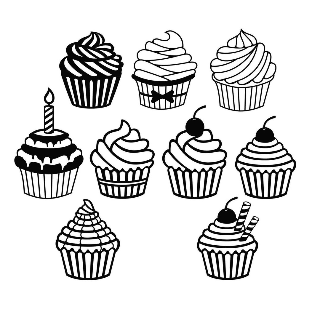 Cupcake svg, cupcakes svg, cupcake template, cupcake pdf, cupcakes eps, Cricut - 图文模板设计 - 其他材质 