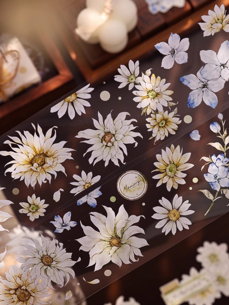 弗朗菊  复古大花卉 PET 和纸胶带 手帐拼贴 - 纸胶带 - 其他材质 多色