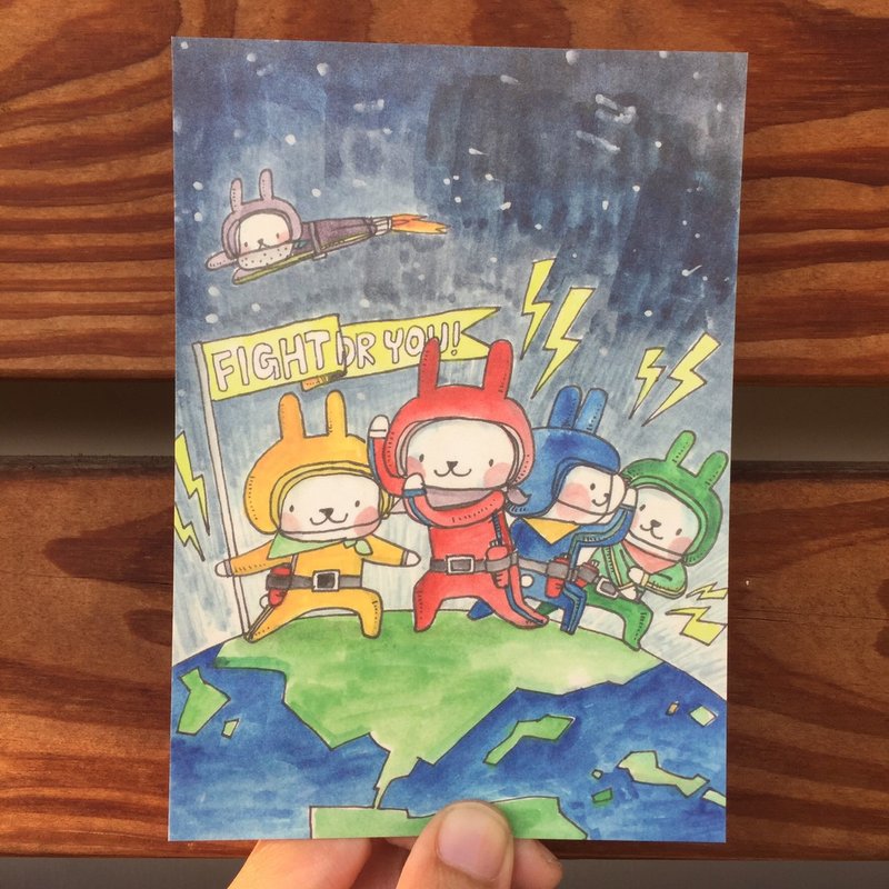 设计明信片 | 兔兔特攻队 - 卡片/明信片 - 纸 蓝色