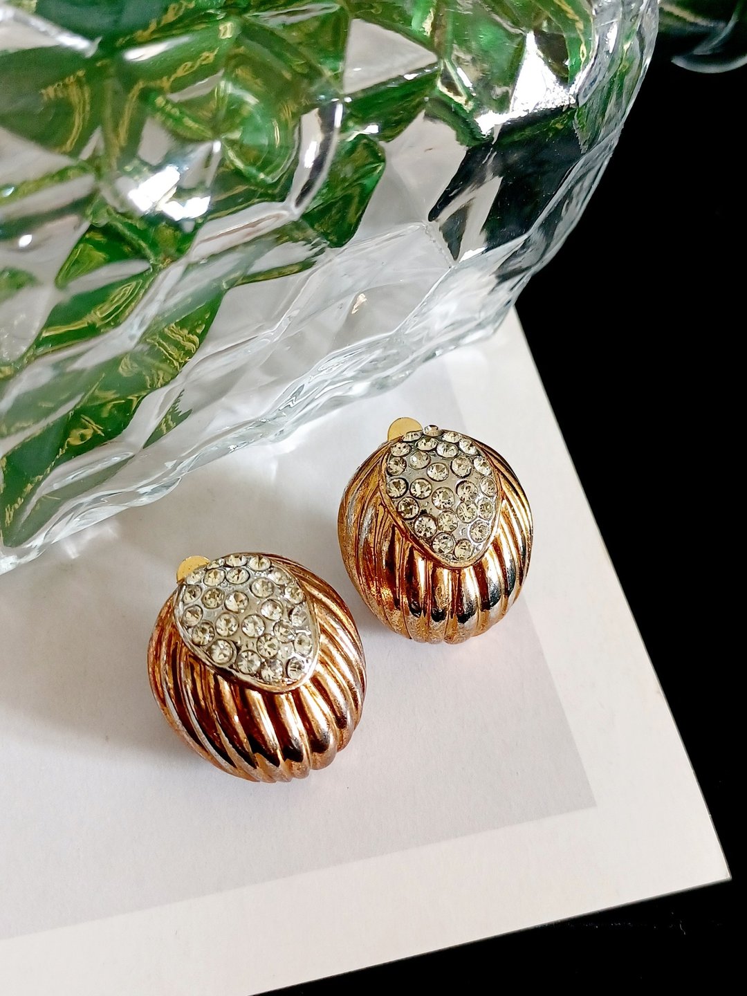 Avintage jewelry  典雅华丽流星莱茵 夹式耳环 - 耳环/耳夹 - 其他金属 