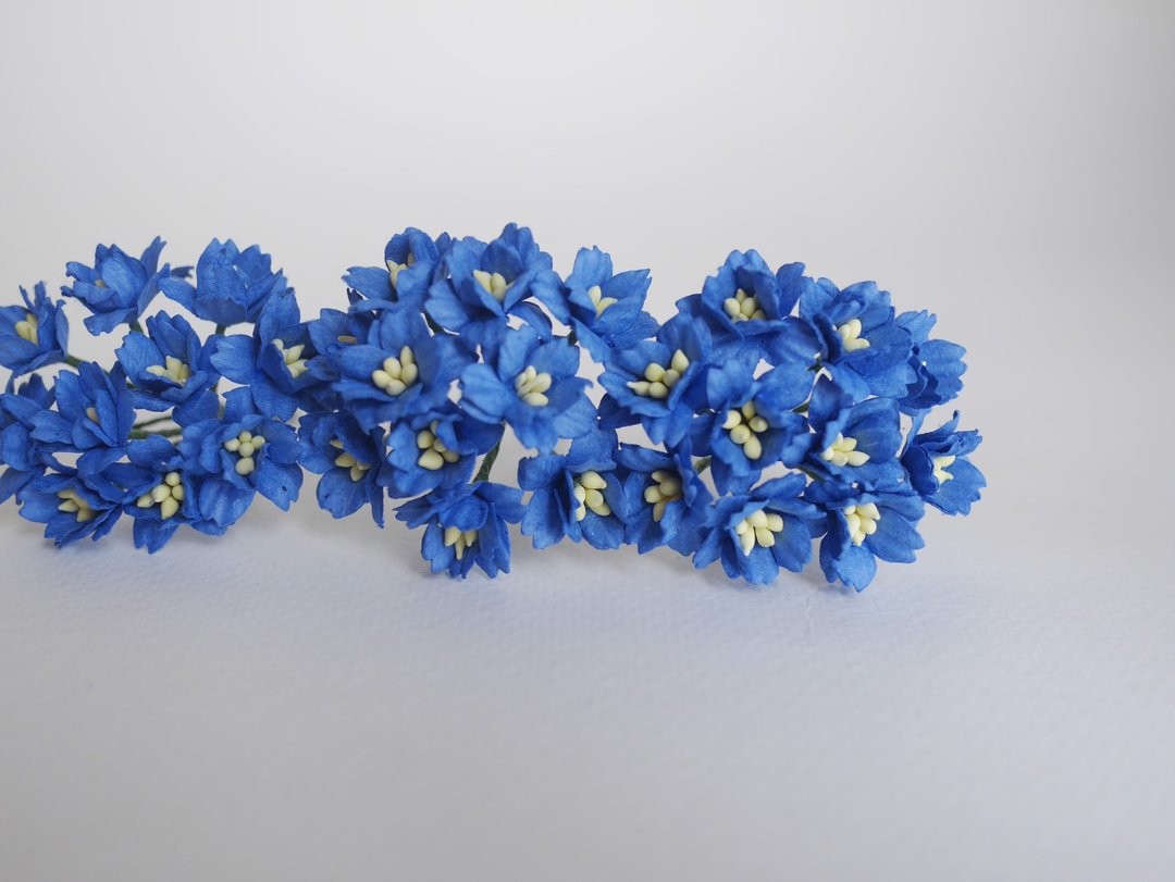 纸花，50 朵DIY 小樱花用品，2 厘米。宝蓝色。 - 木工/竹艺/纸艺 - 纸 蓝色