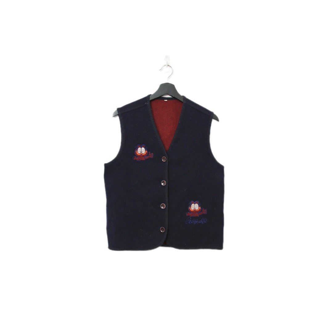 Back to Green-复古毛料背心 卡通 加菲猫 v-15/sweater vest - 男装背心 - 棉 