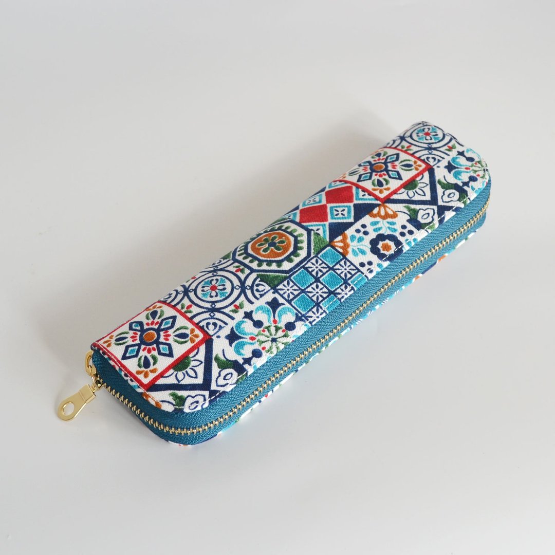 复古花砖布艺笔袋 餐具袋 - 铅笔盒/笔袋 - 棉 