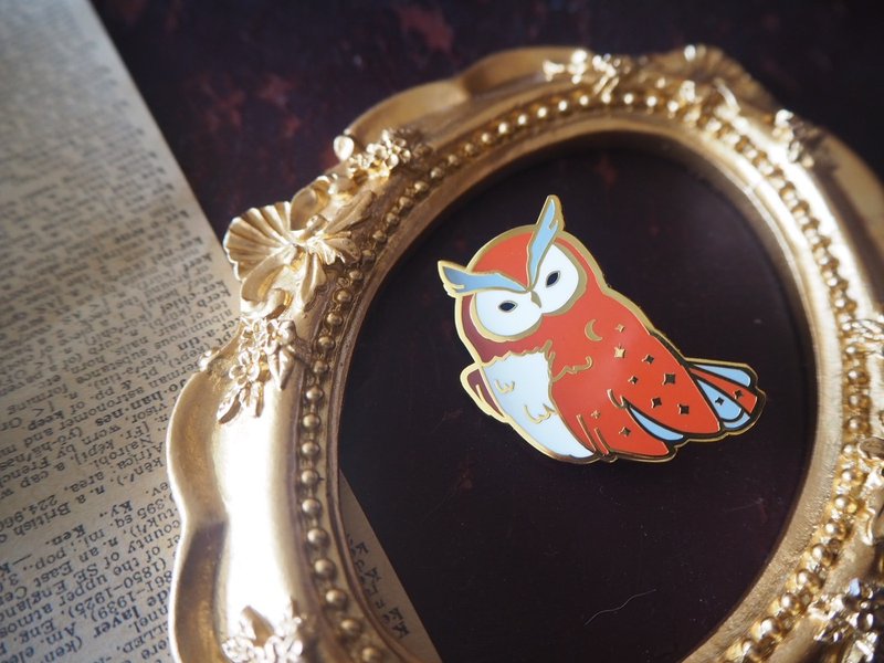 猫头鹰OWL I 金属徽章 - 胸针 - 其他金属 多色