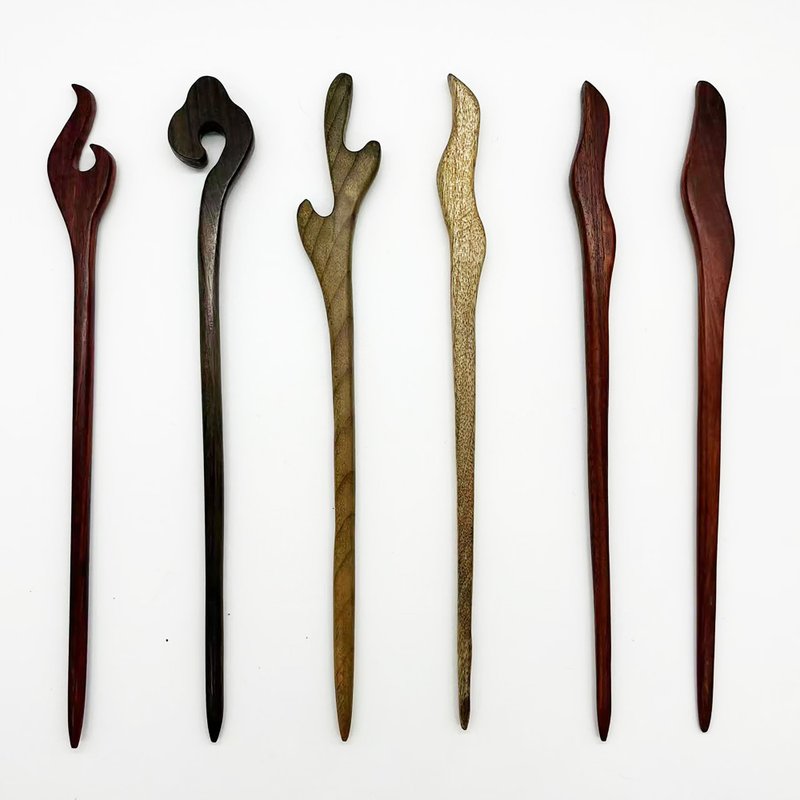 复古风新中式纯手工实木发簪木质盘发发簪日常简约木簪发钗礼物 - 发饰 - 木头 