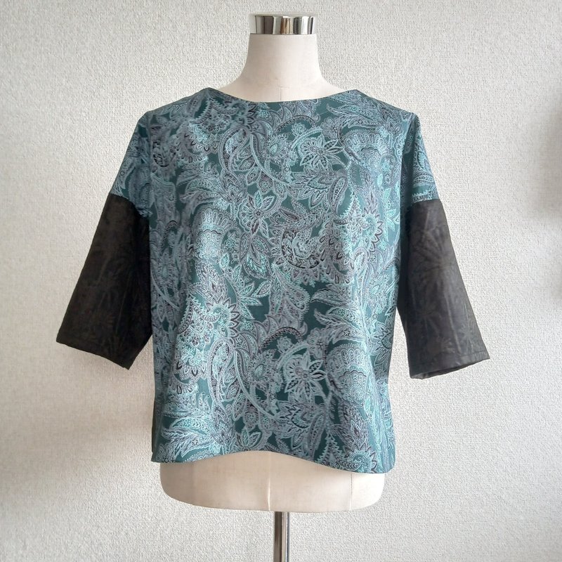 拼接设计 蝙蝠袖 PULLOVER 02 女款 宽松 M - 女装上衣 - 棉．麻 绿色