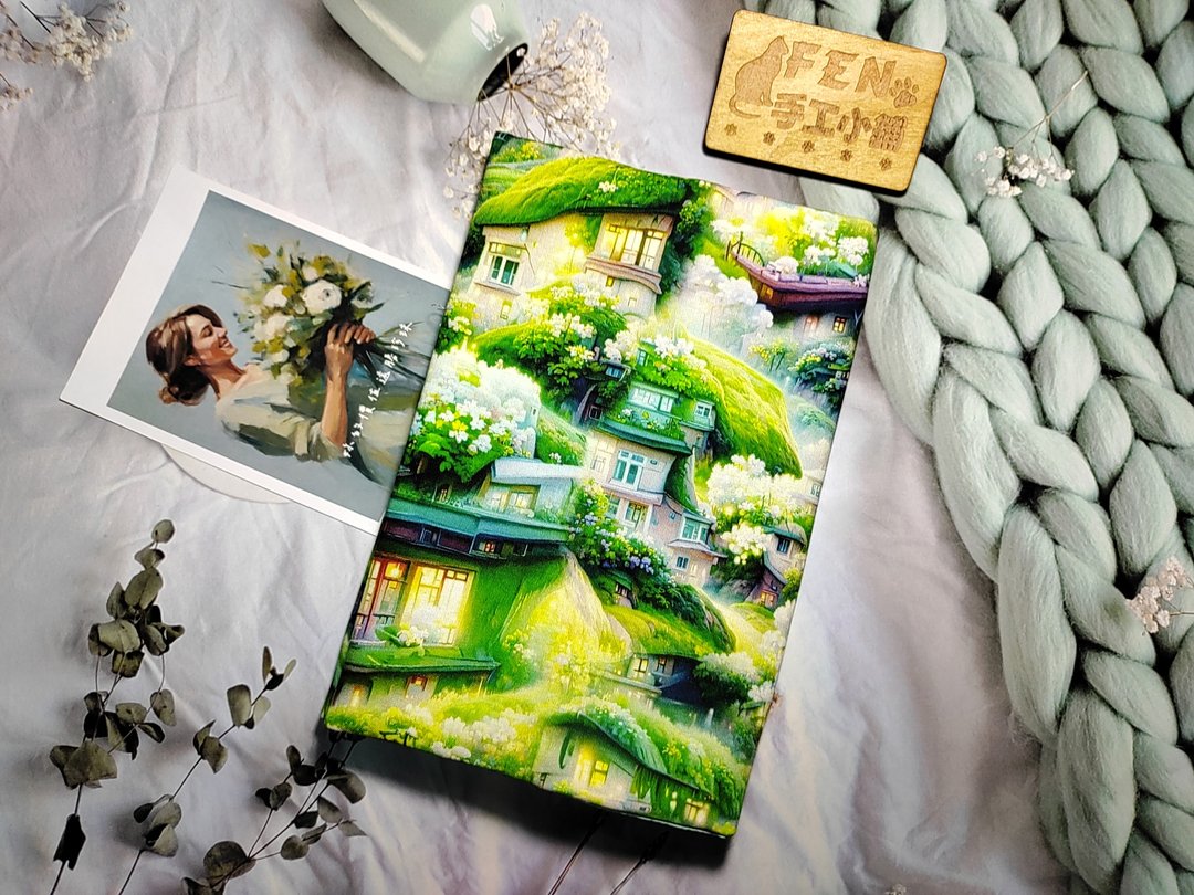 风景系列-高品质薄棉布料繁花平原屋布书衣-布书套-适用A5-25K - 书衣/书套 - 棉 
