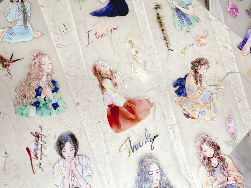 5cm纸胶带 | 祈愿。女孩 | 日本和纸、雾面、亮面PET - 纸胶带 - 纸 多色