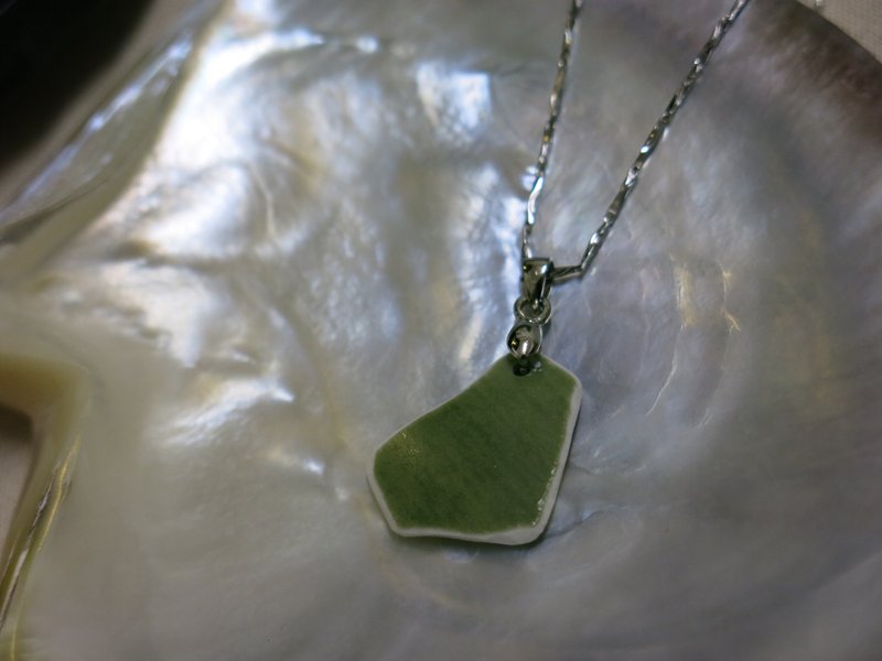 砌蛹 | 手工陶片项链 - 项链 - 陶 绿色