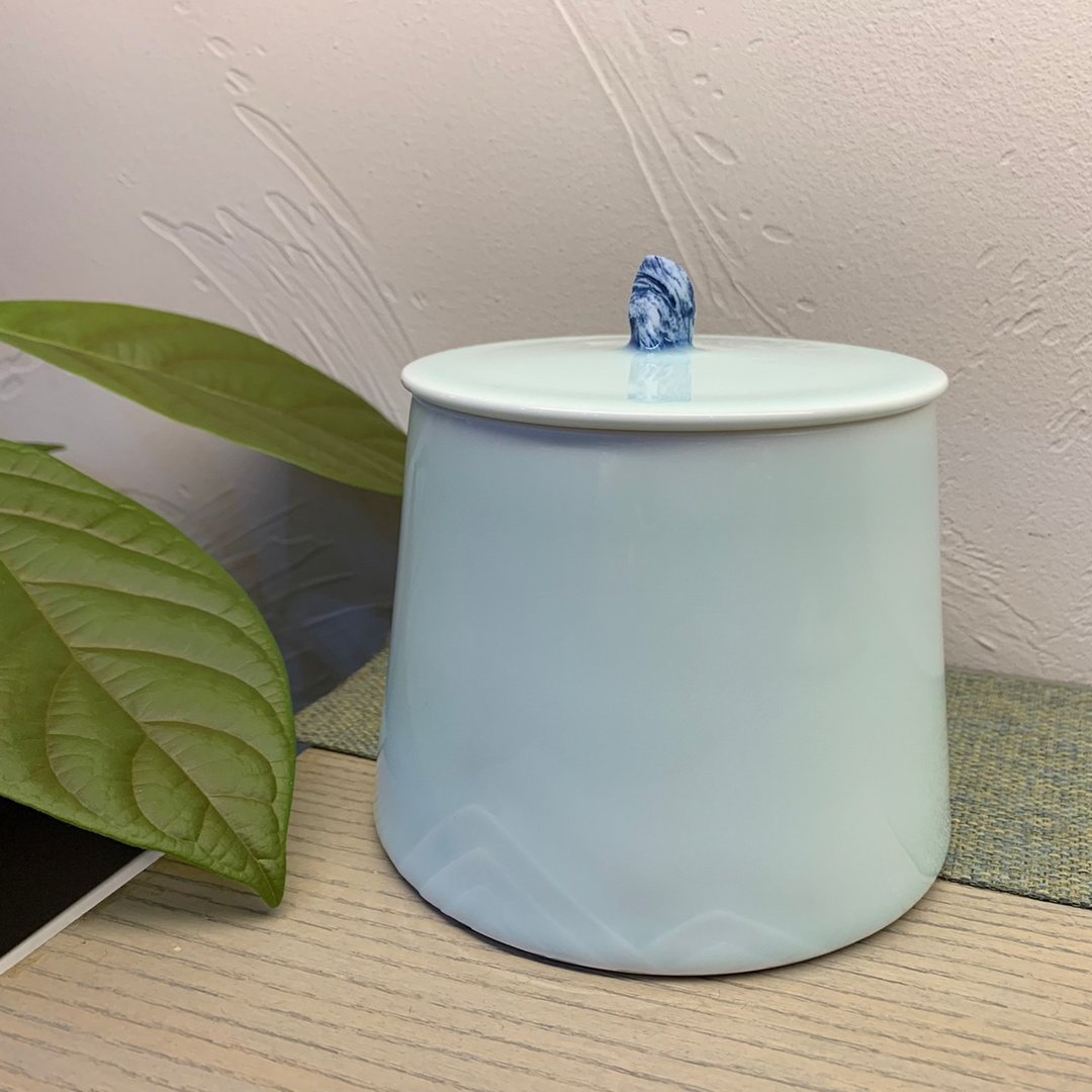 观与藏系列 - 影青湖石小茶仓 - 茶具/茶杯 - 陶 蓝色