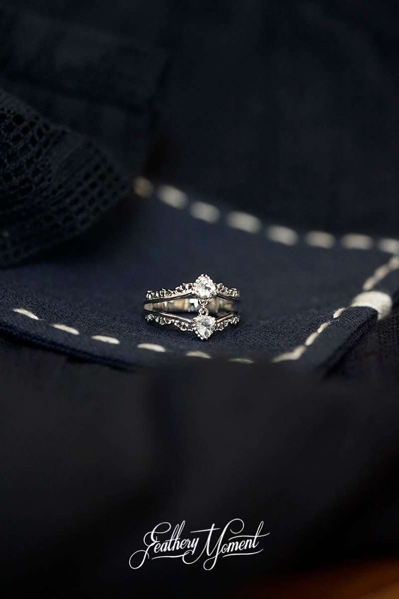 白托帕双层三角925银戒指个性简约优雅气质温柔 - 戒指 - 银 