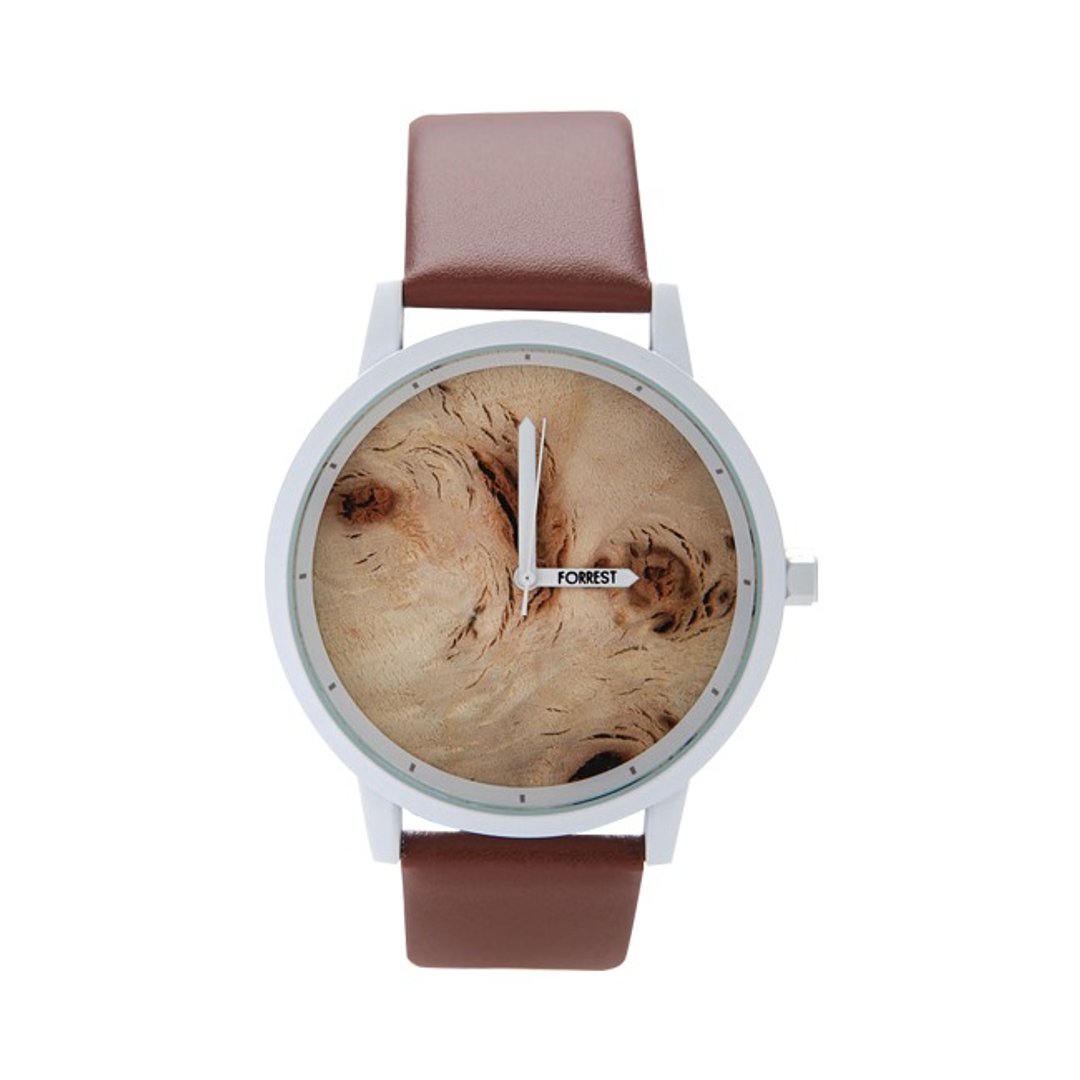 FORREST - 【新款】Brown Wood棕色木皮(S) - 女表 - 真皮 咖啡色