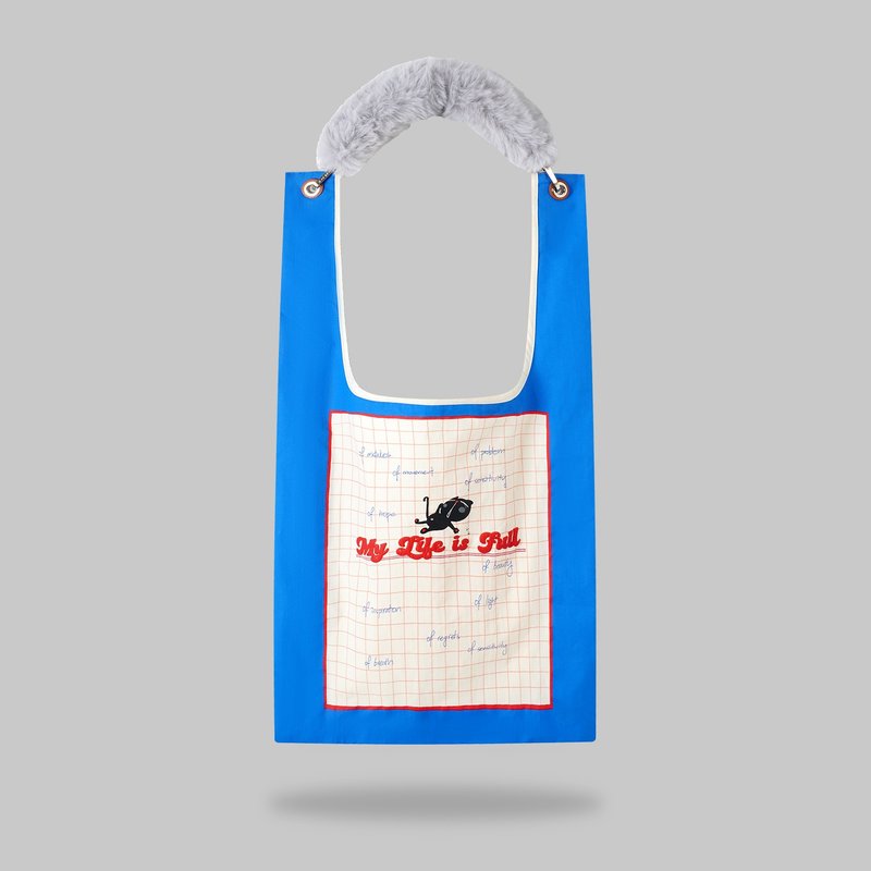 My Life is Full Toby Bag | 配可拆仿毛肩带 - 侧背包/斜挎包 - 尼龙 蓝色