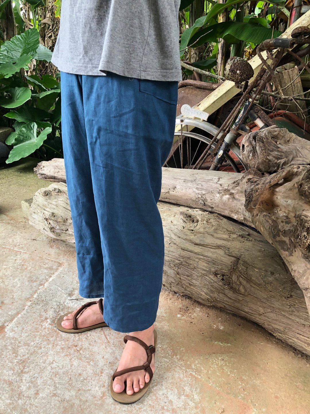 男孩也可穿的 亚麻 哈伦老爷口袋裤 多色 - 男士长裤 - 棉 卡其色
