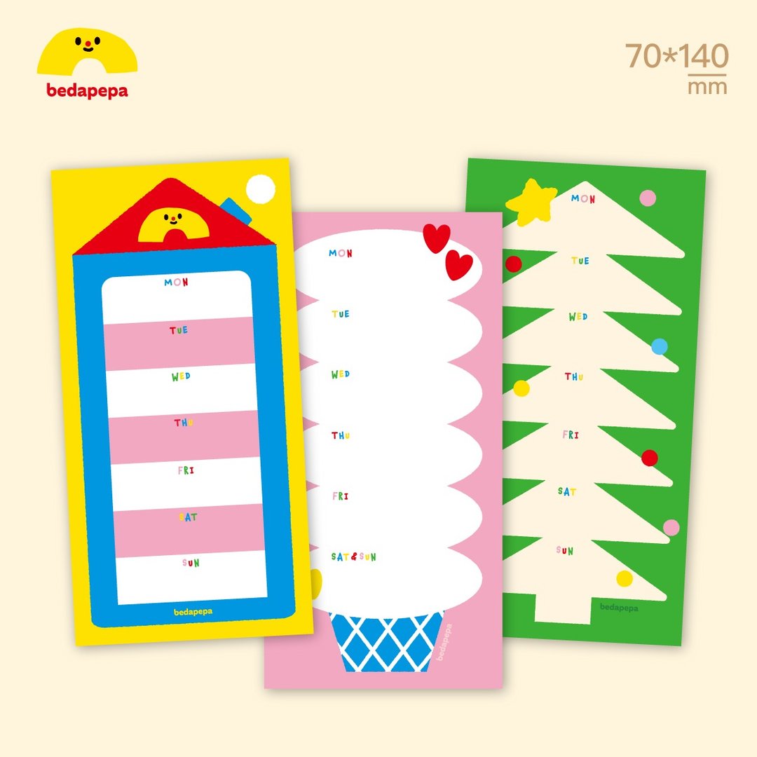 長條條系列 周計劃便籤紙/便條紙  可愛撞色可撕手帳便箋備忘速記 - 便条纸/标签贴 - 纸 