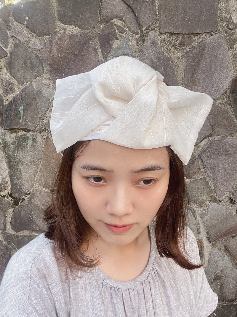 仙女飘飘纱质发带 宽发带 白纱织纹 - 发带/发箍 - 棉 白色