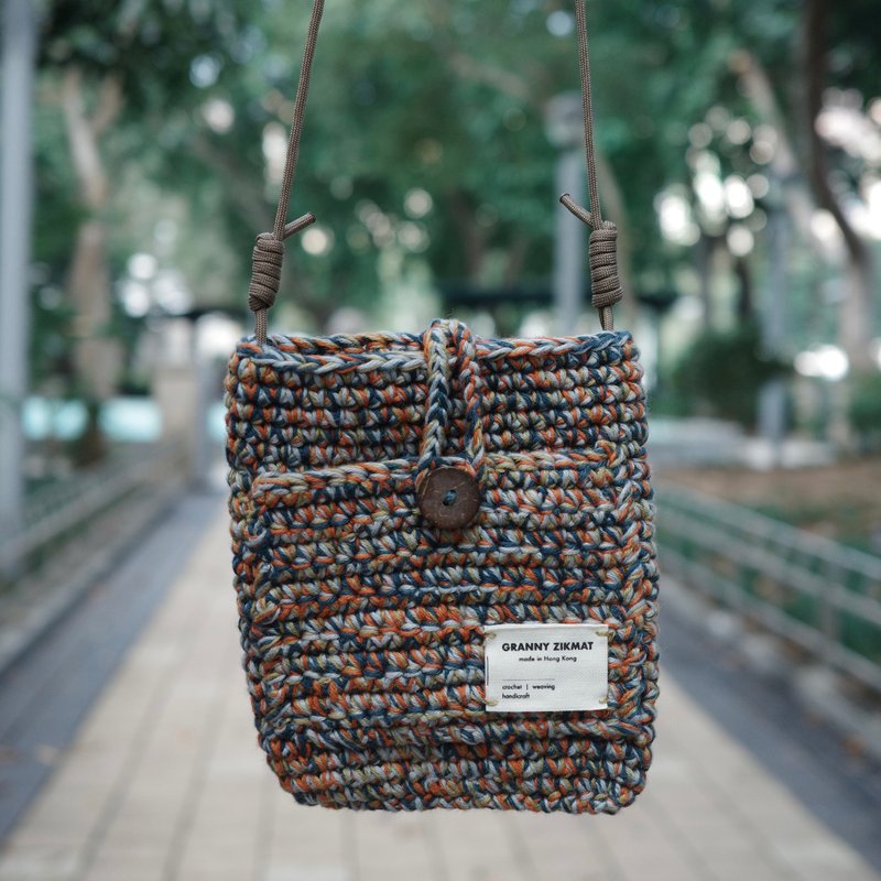 【侧背包】混线扁袋子 | Camping in the Mountain - 侧背包/斜挎包 - 棉．麻 多色