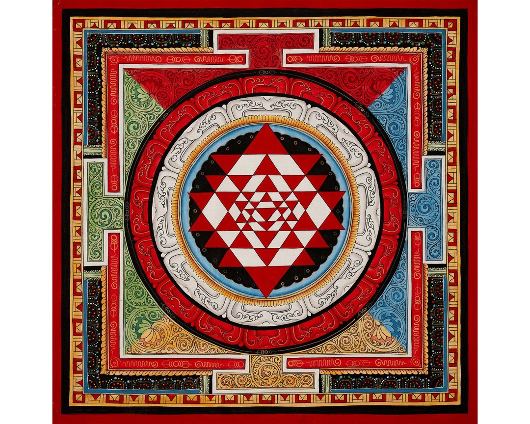 Shree Yantra 曼陀罗唐卡——力量与内在和谐的灵性象征 - 墙贴/壁贴 - 其他材质 多色