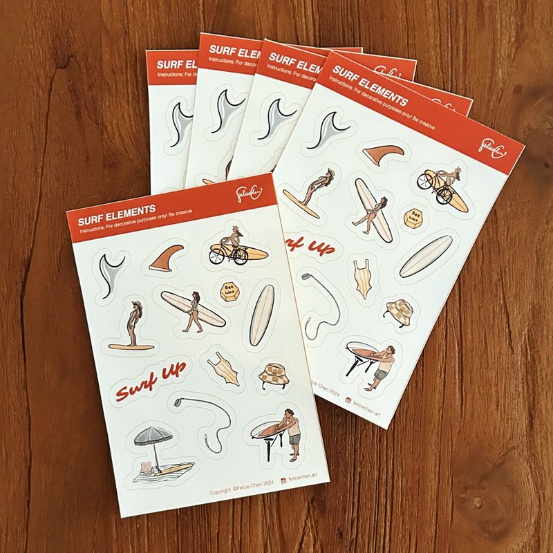 SURF ELEMENTS 冲浪元素 雾面贴纸 - 贴纸 - 纸 白色