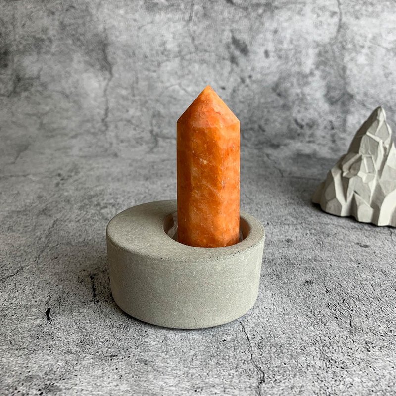 水晶柱- 太阳石  办公室疗愈微景观 设备摆饰 一物一图 - 摆饰 - 宝石 橘色