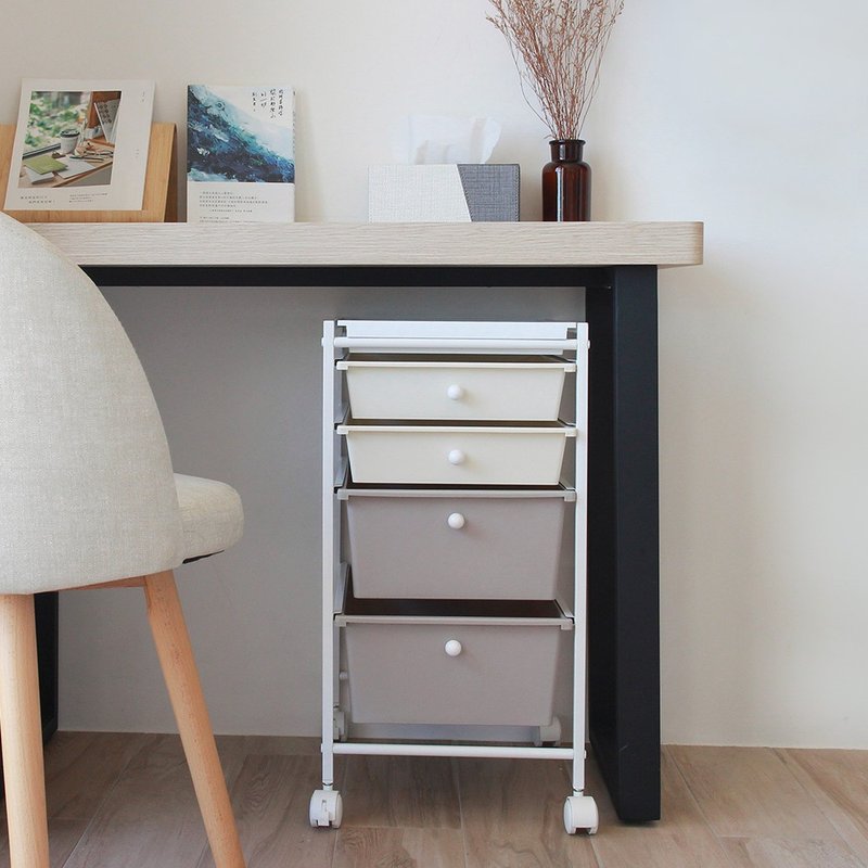 韩风奶茶色桌下收纳推车/家居收纳/礼物/交换礼物 - 收纳用品 - 塑料 卡其色