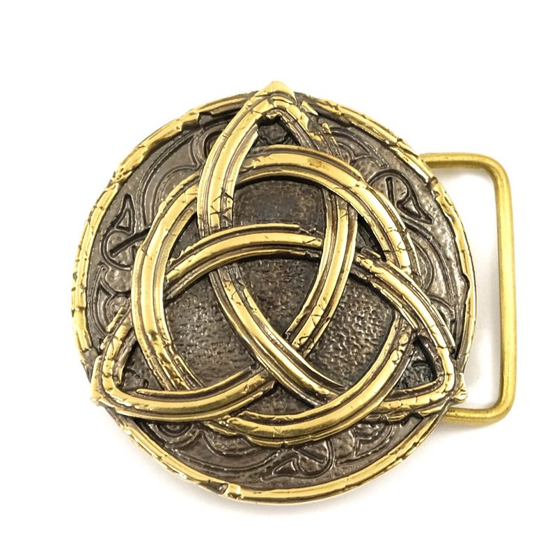Triquetra soild brasbelt buckle, Celtic Trinity brass belt - 皮带/腰带 - 其他材质 金色