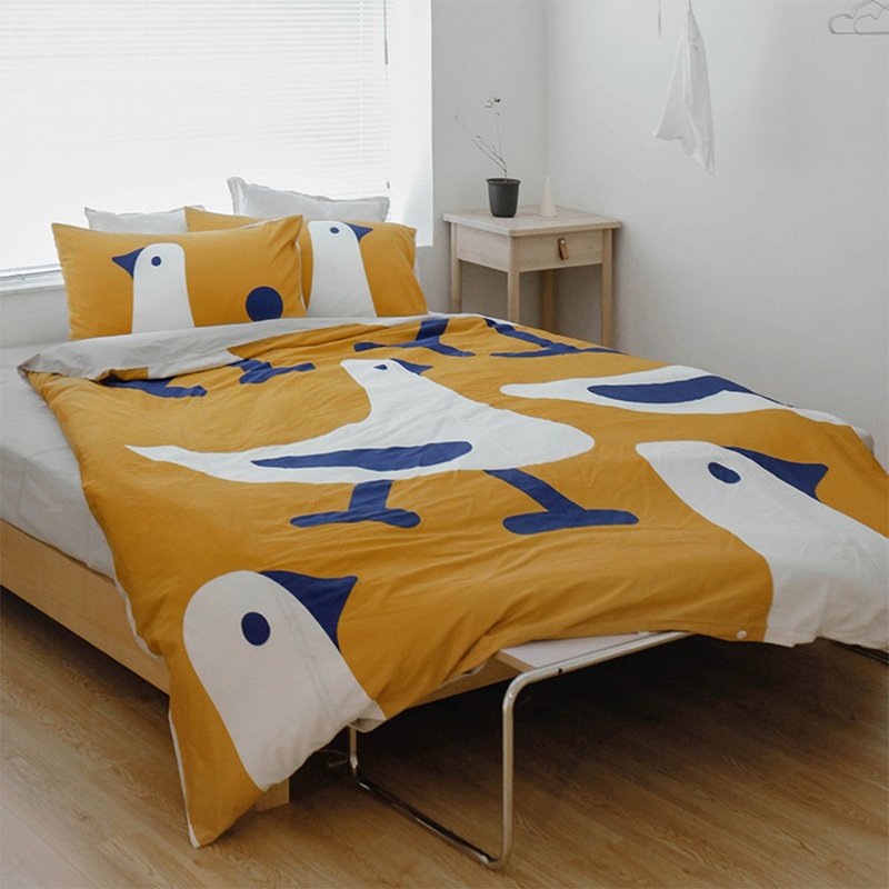 lihome你好 原创居家简约鸽子ins风纯棉冬日黄白撞色日系四件套 - 其他 - 其他材质 