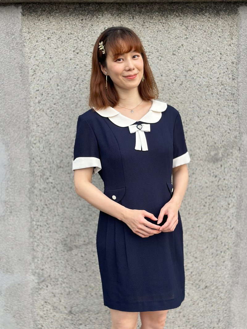 经典黑白小香风短洋 - 洋装/连衣裙 - 聚酯纤维 黑色