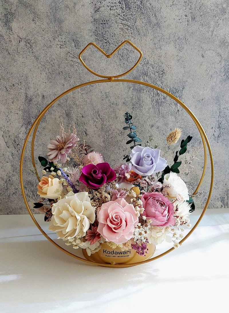 永生盆花.桌花 开幕花礼 祝贺花礼 乔迁 升迁 谢师 (蝴蝶结) - 干燥花/捧花 - 植物．花 