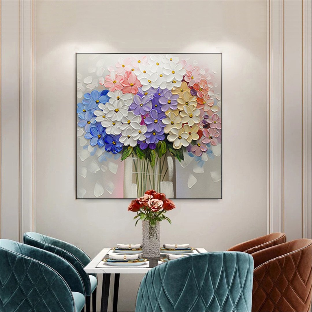 花语 原创手绘花卉装饰画肌理抽象画餐厅客厅挂画现代田园风治愈 - 海报/装饰画/版画 - 亚麻 