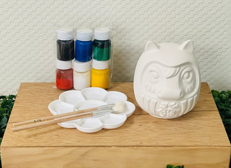 马上发陶瓷彩绘 DIY 白坯 存钱筒材料组 (含彩绘材料) - 储蓄罐 - 陶 白色