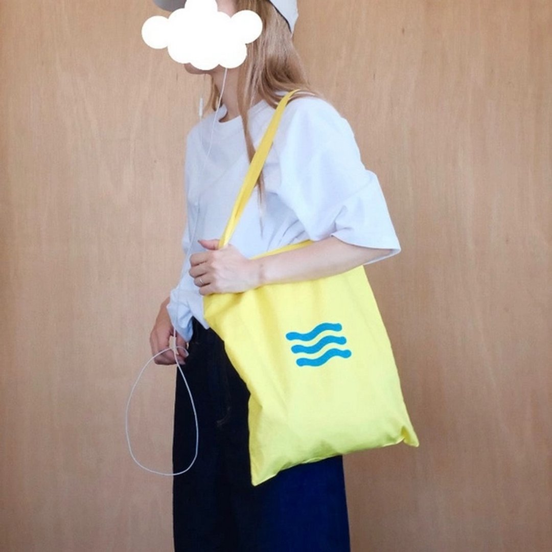 Daily Shopping Bag 波浪纹 FLOTS 水洗棉质托特包 - 侧背包/斜挎包 - 棉 黄色