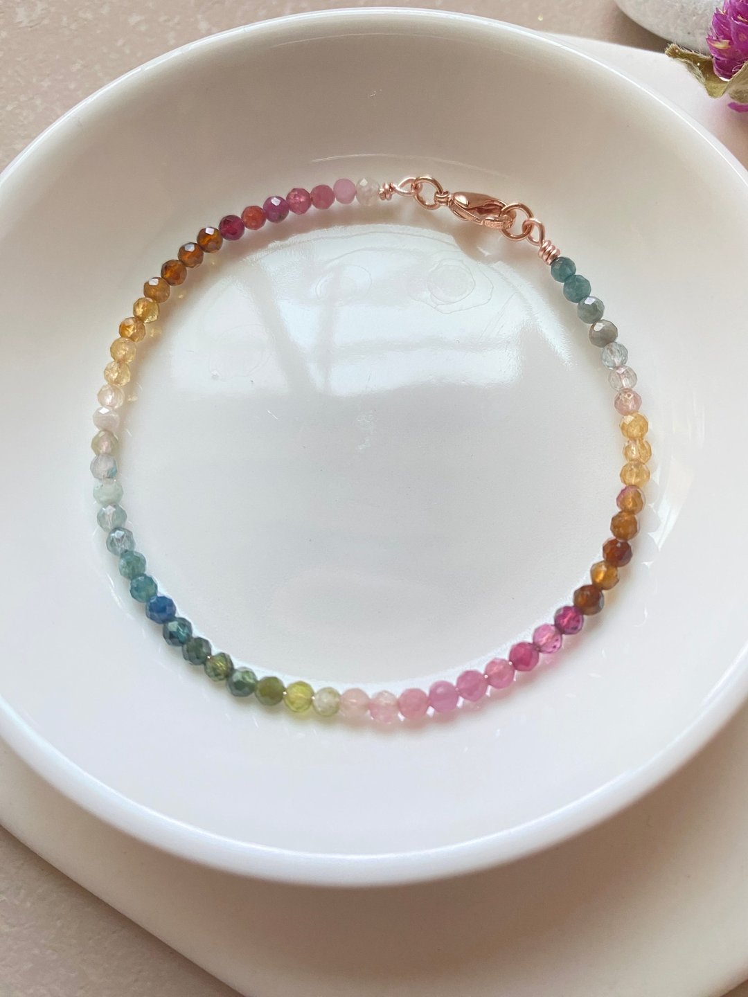 【Kimiko手作饰品】渐层色碧玺手链 - 手链/手环 - 水晶 多色