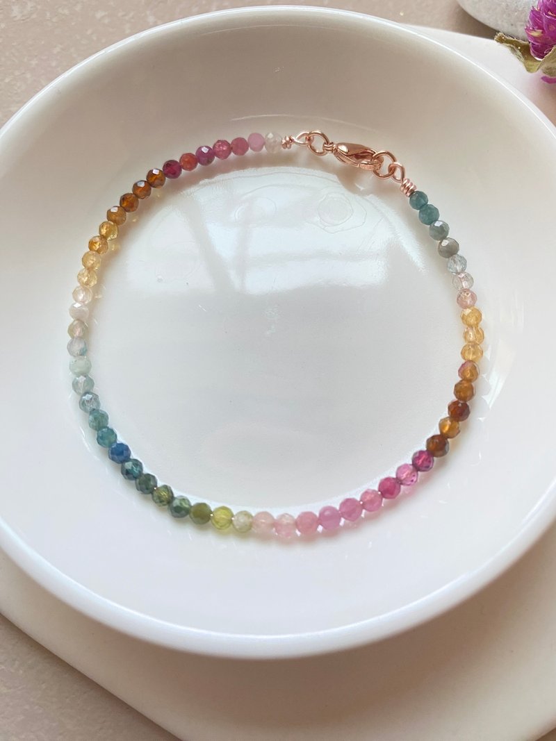 【Kimiko手作饰品】渐层色碧玺手链 - 手链/手环 - 水晶 多色
