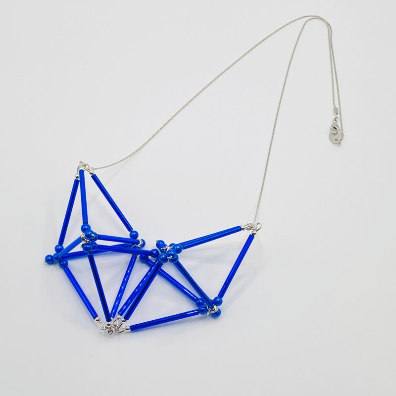 3D Heart NECKLACE【Blue】 - 项链 - 玻璃 蓝色