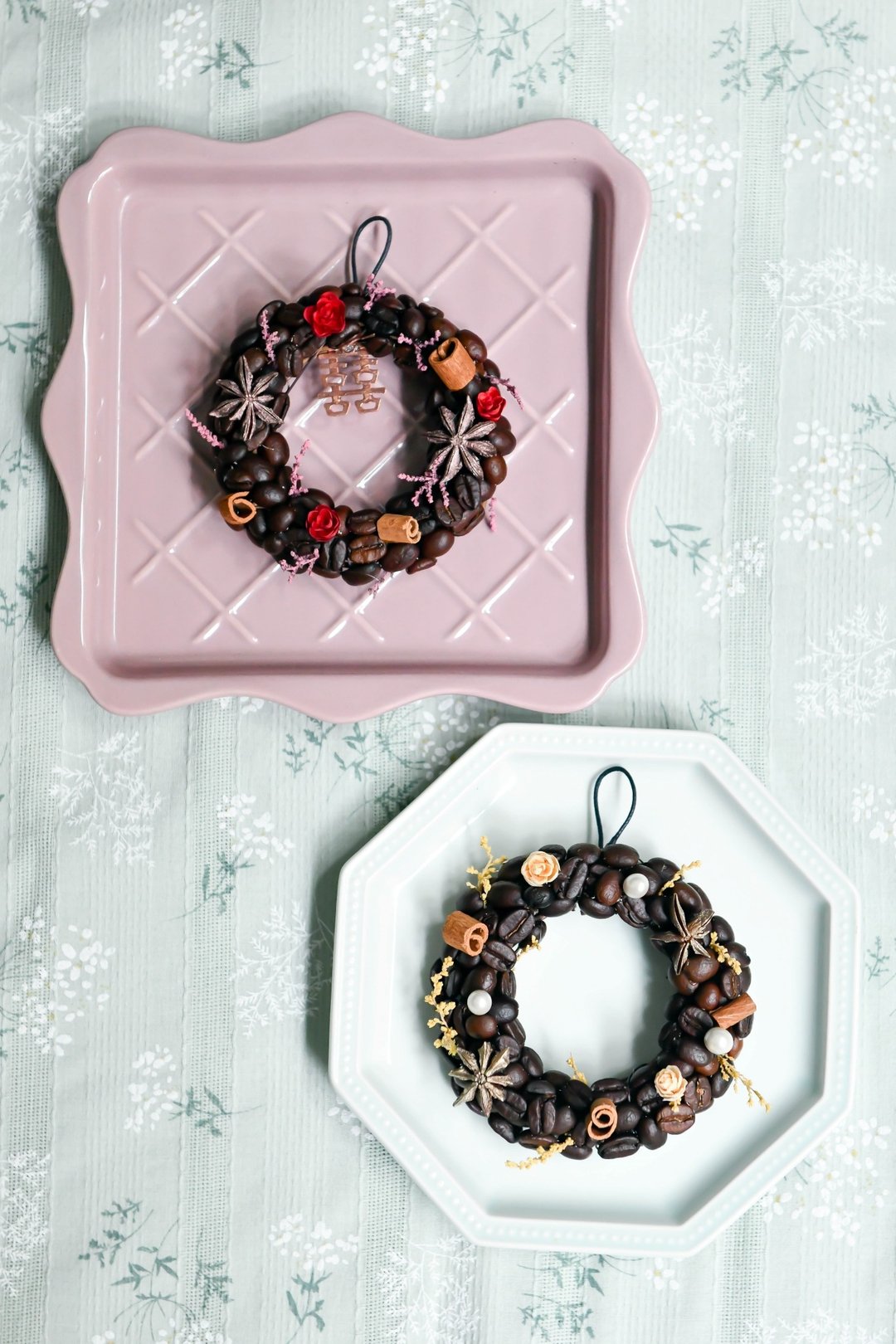 囍粒/囍金 咖啡豆迷你花环│Mini Coffee Bean Wreath - 摆饰 - 植物．花 