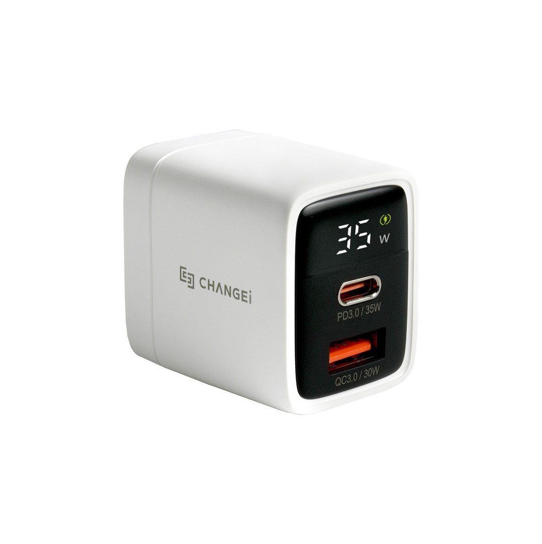 Gan 氮化镓35W 瓦数屏幕显示快速充电插头 - 充电宝/传输线 - 塑料 白色