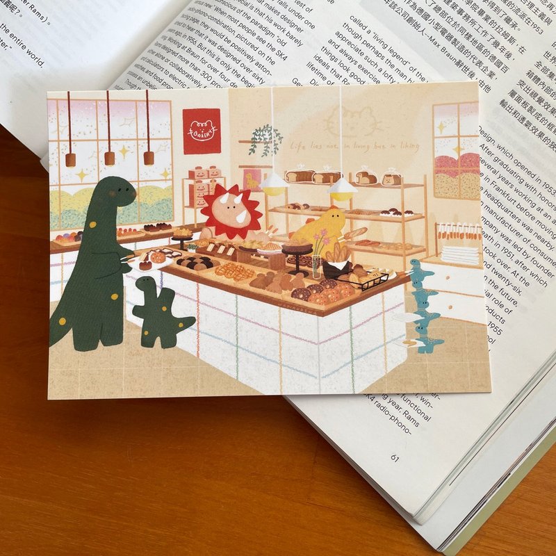 面包店 恐龙明信片 - 卡片/明信片 - 纸 黄色