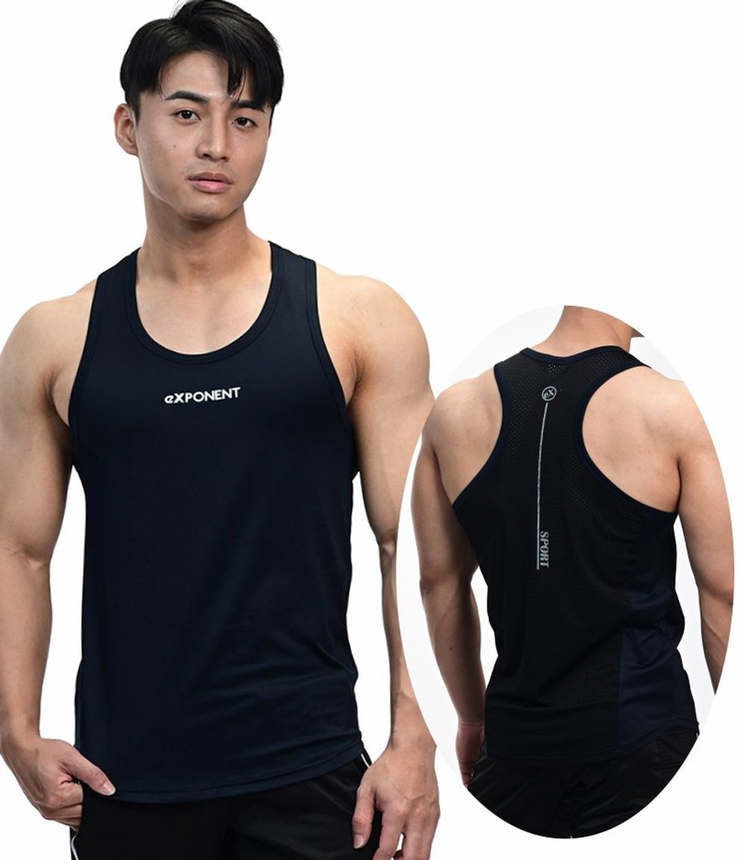Serious Gym 高机能下弧度背面V型剪接背心 - 海军蓝 - 男装背心 - 聚酯纤维 蓝色