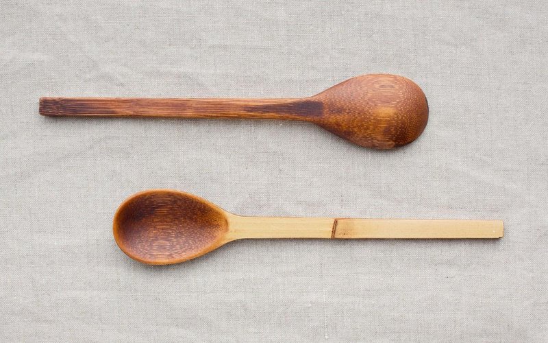 Bamboo spoon wiping lacquer raw lacquer (brown) - 筷子/筷架 - 木头 咖啡色