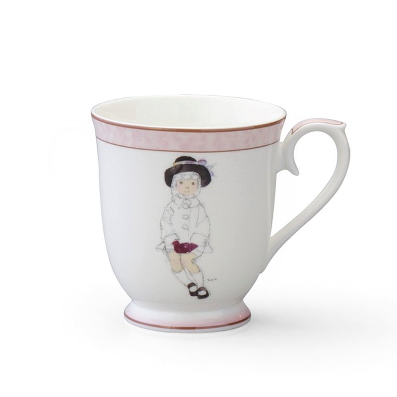 Chihiro Iwasaki岩崎知弘设计师联名骨瓷马克杯290ml(坐着的女孩) - 咖啡杯/马克杯 - 瓷 白色