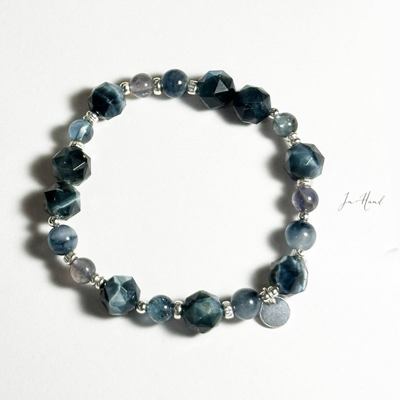 索尔之蓝-闪耀蓝虎眼.魔鬼海蓝宝.蓝兔毛-纯银设计款手链 - 手链/手环 - 水晶 蓝色