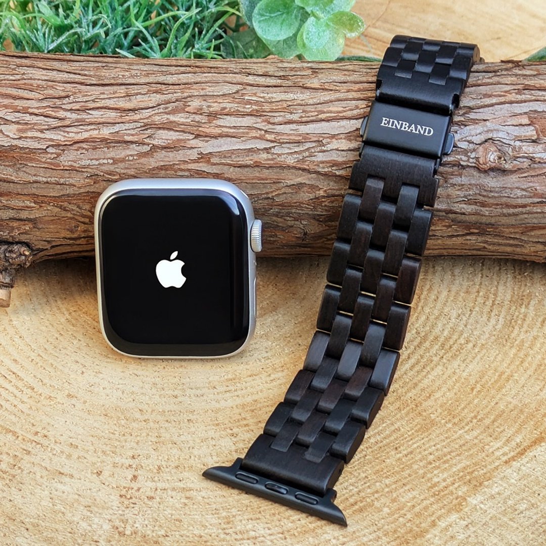 【木制表带】EINBAND AppleWatch Apple Watch 天然木表带 木质表带 20mm 乌木 - 女表 - 木头 咖啡色
