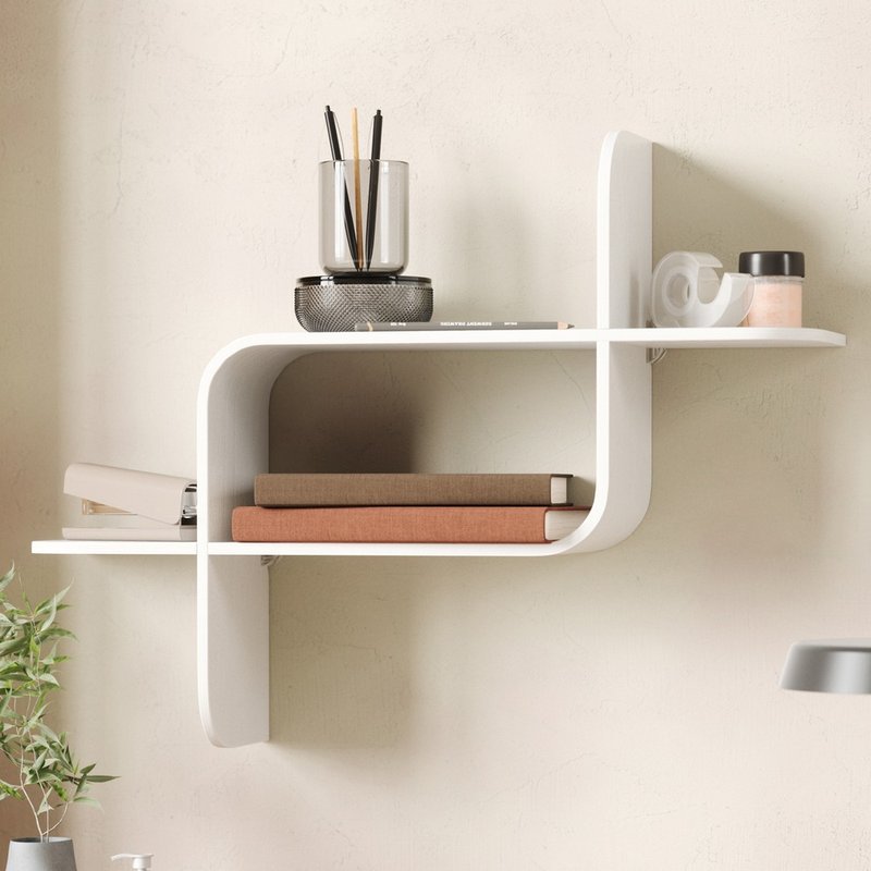 【Umbra】Montage壁挂式收纳架(云朵白) | 墙壁挂勾 - 衣架/挂勾 - 木头 白色