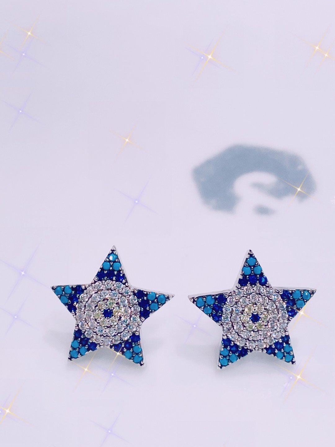 Evil eye star earling - 耳环/耳夹 - 纯银 多色
