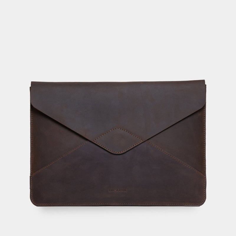 复古棕色皮革笔记本电脑保护套 – 电脑保护套 - 平板/电脑保护壳 - 真皮 咖啡色