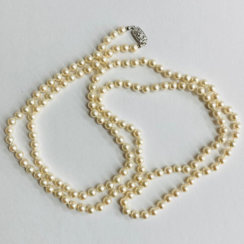 贝壳珍珠三种戴法全结长项链 / 约 6.5mm 约 120cm / 奶油双色 / R / 日本制造 - 项链 - 贝壳 金色