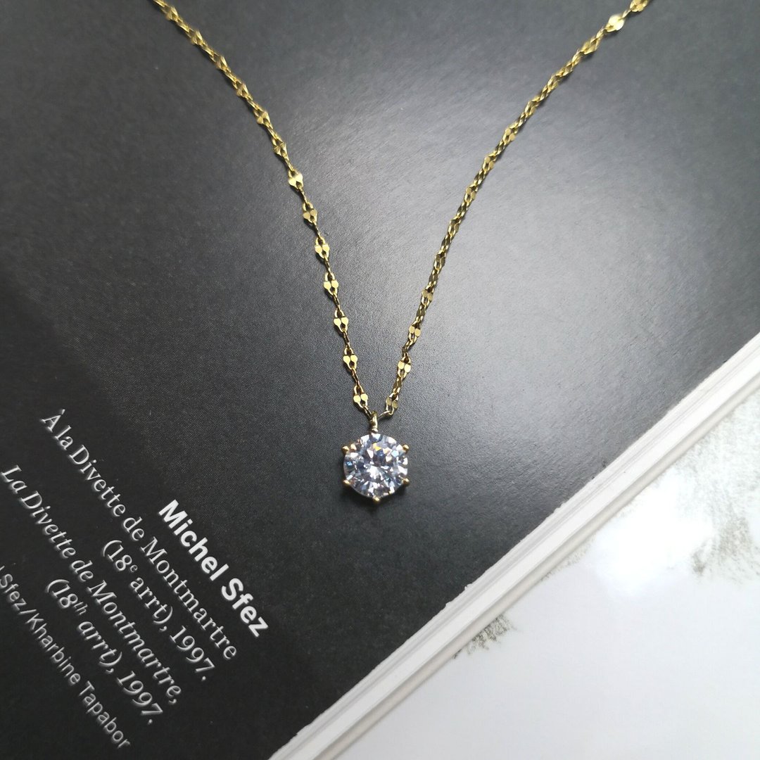 单钻  锁骨练 顶级晶钻 不过敏纯银项链 简约轻奢 女友礼物首选 - 项链 - 纯银 透明