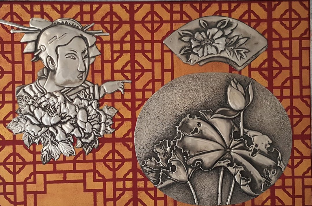 展览义卖锡雕 赏花 画框 - 海报/装饰画/版画 - 其他材质 
