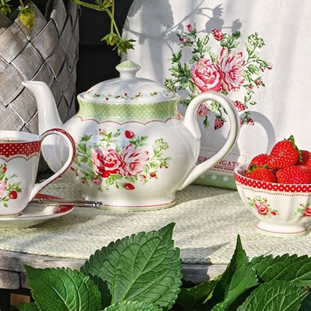 【2件7折】丹麦GreenGate Mary white 茶壶/茶壶布/拿铁碗 - 茶具/茶杯 - 其他材质 绿色
